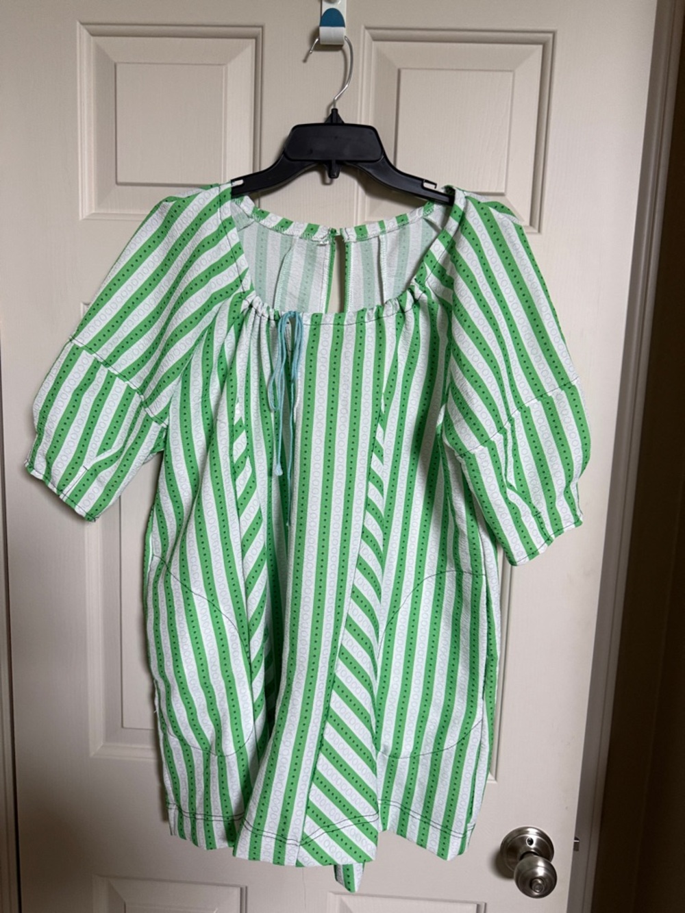 Green & White Striped Peasant-Style Jumpsuit